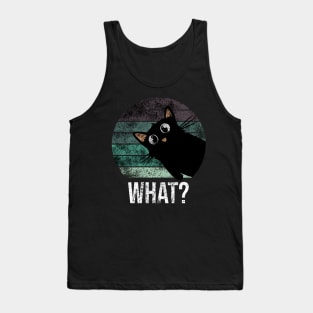 Cute and funny vintage suprised black cat what Tank Top